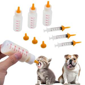 lot 16251 image: Pet Feeding Bottle and Syringe Set for Puppies and Kittens(3 Bottles,3 Syringes,9 Nipples)