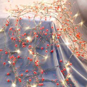 lot 16252 image: OVV Valentines Day String Lights 13FT Pearl Garland Decorations Lights 40LED Wedding Festive Lighted Berry Beaded Indoor Bedroom Decor Warm Lights for Party Battery Operated