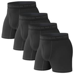 lot 16259 image: Pair of Thieves Soft Cotton Boxer Briefs for Men Pack (4 Pack) - Tagless Mens Underwear for All-Day Comfort and Support - Large - BlackGrey