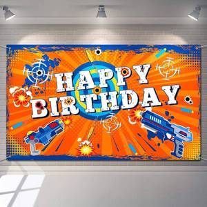 lot 16268 image: Dart Battle Happy Birthday Backdrop Party Decorations Dart Theme Party Photo Background Birthday Table Decorations for Kids Boys