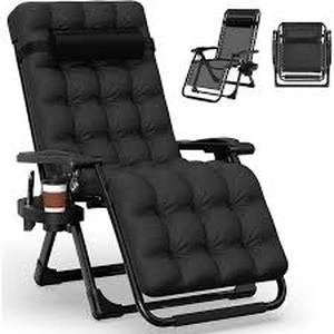 lot 3573 image: Zero Gravity Chair with Black Cushion, 440 lbs Capacity