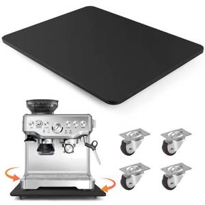 lot 1241 image: Sliding Tray for Coffee Maker, 360° Rolling Tray Appliance Slider with Wheels, Coffee Pot Slider Tray for Countertop Storage, Easily from Under The Cabinet (Black, 12.5��W x 16��D)