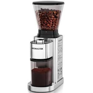 lot 1245 image: Aromaster Burr Coffee Grinder with 48 Gind Settings, Conical Coffee Bean Grinder for Home Use,Stainless Steel,40 Seconds Adjustable Timer,Anti-static,Easy to Clean with Brush