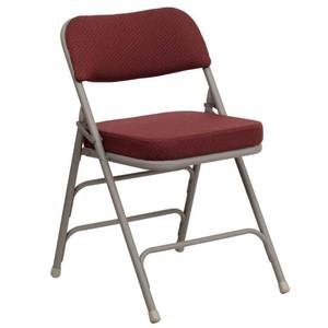 lot 1246 image: Flash Furniture HERCULES Series Premium Curved Triple Braced & Double Hinged Burgundy Fabric Metal Folding Chair