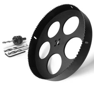 lot 1249 image: 11 Inch Hole Saw with 12 Triangle Shank Quick Change Arbor, JTemgle Bi-Metal Hole Saw Heavy Duty Hole Cutting Tool for Cornhole Boards, Recessed Lights, Wood, Plastic, Drywall & Soft Metal
