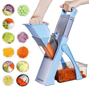 lot 1256 image: VEGGURU Safer Mandoline Food Slicer, Thickness Adjustable Vegetable Chopper, Onion Slicer Tomato Cutter Dicer, Multifunctional Kitchen Food Fruit
