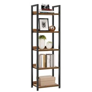 lot 1267 image: NUMENN Narrow Bookshelf, 5 Tier Bookshelves, Home Office Bookcase Shelf Storage Organizer, Free Standing Storage Shelving Unit for Bedroom, Living Room and Home Office, Vintage