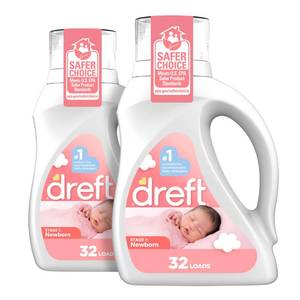 lot 1268 image: Dreft Newborn Baby Liquid Laundry Detergent, Gentle on Sensitive Skin, HE Compatible, 2 pack, 32 loads each
