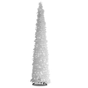 lot 1270 image: White Christmas Tree, 5ft Collapsible Pop Up Tinsel Christmas Tree for Holiday Party Xmas Decor, Home Office Farmhouse Fireplace Decoration