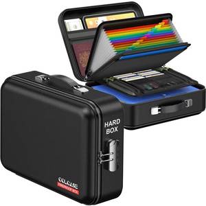 lot 1290 image: COLCASE Fireproof Document Box with Lock, Hard Fireproof Waterproof Box Creative Hard-Shell Design Fireproof Safe Box Document Organizer for Important Documents Certificates Laptop Passports Black