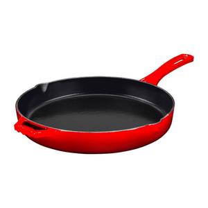 lot 1312 image: Bruntmor 12-Inch Enameled Cast Iron Skillet - Pre-Seasoned Frying Pan for Cooking, Grilling, and Baking - Smooth Nonstick Cast Iron Pan - Oven Safe and Durable Cookware for Versatile Use - Red