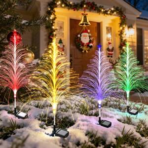 lot 2386 image: TopVelo 6 Packs Christmas Tree Solar Garden Light with Multi-Colored Change, Auto ONOff Outdoor Yard Light, Solar Lighting for Garden, Porch, Christmas and Festival Decoration (L_Size)