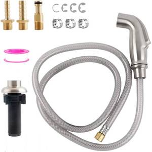 lot 2388 image: Universal Kitchen Side Sprayer Compatible with Moen Faucet, Kitchen Sink Faucet Sprayer Replacement with Quick ConnectorHoseHolder, Pull Out Sprayer Head Replacement, Easy to Install, Brushed Nickel