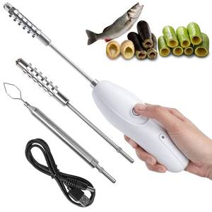 lot 2400 image: Zucchini Corer Electric Vegetable Core Remover with 2 Cutter Heads, Cordless Portable Machine Scraper, Stainless Steel Rechargeable Kitchen Drill for Jalapeno Veggie Fruit Digging Scraping Fish Scale