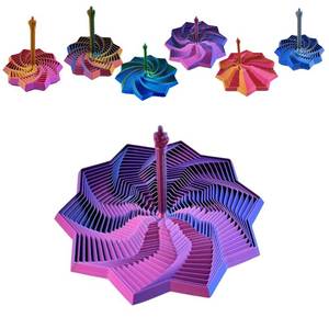 lot 2408 image: 3D Printed Fidget Star Toy, Transformable Stress Relief Finger Toy with Knob Handle for Adults & Kids, 10.6cm Anti-Anxiety Sensory Play Middle Finger Handle (Red and Blue, 6.9in)