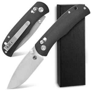 lot 2415 image: CCFFCC FF22 Folding Pocket Knife,VG10 Steel Blade Micarta Handle Full Tang Knife for Outdoor Activities Camping Hunting Fishing(Black)