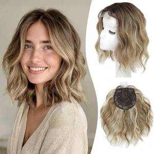 lot 2431 image: MORICHY Short Wavy Hair Topper for Women with Thinning Hair��10 Inch Synthetic Lightweight & Breathable Hairpiece with 6.5x6.5 Base��Natural Look Volume Booster Hairpiece for Coverage