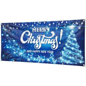 lot 2439 image: Christmas Garage Door Banner, 16 x 7ft Merry Christmas Garage Cover Large Xmas Party Background Decoration for Photography, Holiday Photo Booth Props Outdoor Hanging Decor for Winter Supplies
