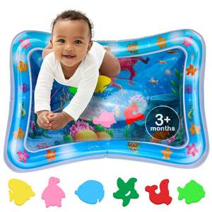 lot 2440 image: Tummy Time Water Mat �� Inflatable Water Play Pad for Babies - Sensory Tummy Time Mat for Floor Play - 100% BPA-Free & Leakproof - Baby, Infants 3-12 Months �� PAC2 - Blue - Avec Maman