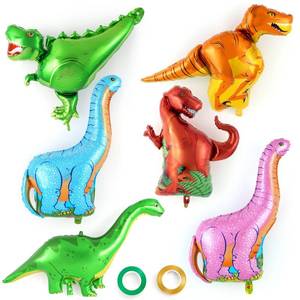 lot 2442 image: Dinosaur Foil Balloons, 6 Pcs Cartoon Dinosaur Mylar Balloons, Giant Dino Animal Balloons for Dino Birthday Party Decorations Baby Shower Gender Reveal