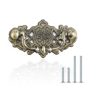 lot 2451 image: EZRENOVA 10 Pack Vintage Bronze Cabinet Pulls - Zinc Alloy Ornamental Handles with Floral Cutout Design, 52mm (2.05) Hole Center for Wood CabinetsWardrobesDrawers (Includes Mounting Screws)��