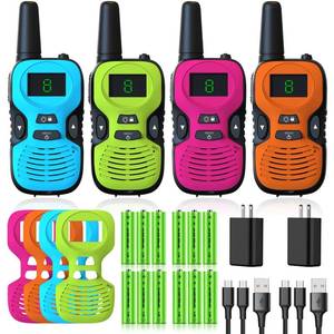 lot 2454 image: Walkie Talkies for Kids - Rechargeable 4 Pack Walky Talky for Kids with Charger Battery - Walkie-Talkies Long Range Outdoor, Hiking, Camping Toys for 3-12 Year Old Girls Boys