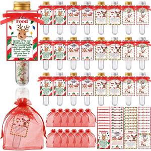 lot 3640 image: Duraaamo 72 Pcs Christmas Magic Reindeer Food Set with Paper Card Red Ribbon Attached Christmas Eve Present Magical Reindeer Food Bags Bulk for Gift Giving Candy Cookie Xmas Party Favor Gift Wrapping