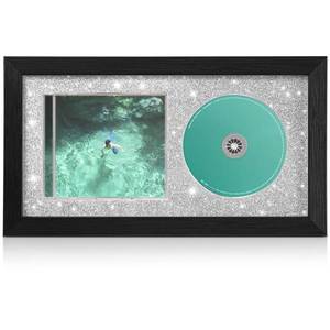 lot 3641 image: TAYRTVO CD Display Frame for CD Case and Discs with Solid Wood, Wall Mounted and Desktop Signed CD Display Frame, Glitter Shining Black Style, 7.9x14.3