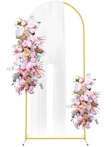 lot 3650 image: Putros Metal Arch Stand 6FT Gold Wedding Balloon Arched Backdrop Stand Square Arch Frame for Birthday Party Bridal Baby Shower Ceremony Decoration