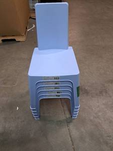 lot 3655 image: Garbar Kids Chair - Whimsical Blue Stackable Set of 5