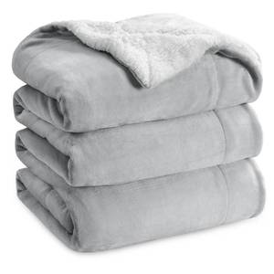 lot 3659 image: Bedsure GentleSoft Sherpa Fleece Blanket Queen Size for Bed, Non-Heated, Thick and Warm Throw for Women and Men, Soft Fuzzy Plush Queen Blanket for Winter, Light Grey, 90x90 Inches