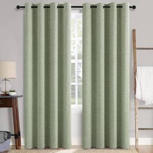 lot 4161 image: MIULEE Linen Texture Curtains for Bedroom Solid 100% Blackout Thermal Insulated Sage Green Curtains Grommet Room Darkening CurtainsDraperies for Living Room Nursery 52x84 Inch (2 Panels)