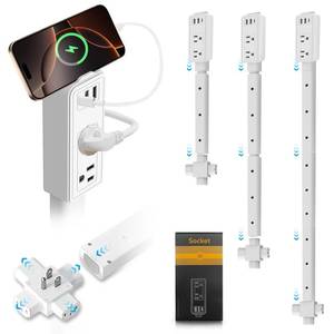 lot 4174 image: Electrical Outlet Extender Stick Features 2 USB-A, 1 USB-C and 2 AC Outlets,Can Extend in Four Directions,Segmented Extension,Extends 172635,Wall Outlets Expander Nightstands, Sofa and More.