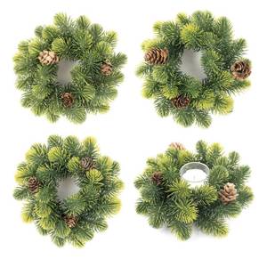 lot 4192 image: MINDELF 4 Pack Small Christmas Wreath, Mini Wreaths with Pine Needles and Pine Cones, Artificial Ring Wreaths Hanging Decoration Garlands for Home Table Kitchen Window Chair Wall Front Door