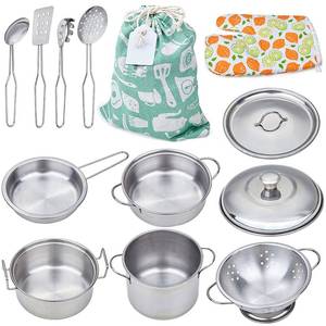 lot 4207 image: Play Pots and Pans Toys for Kids - Kitchen Playset Pretend Cookware Mini Stainless Steel Cooking Utensils Development Toys for Toddlers & Children Ages 3 Years and up