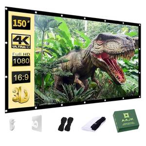 lot 4211 image: AAJK Projector Screen 150 inch, Washable Projector Screen 169 Foldable Anti-Crease Portable Projector Movies Screen for Home Theater Outdoor Indoor Support Double Sided Projection