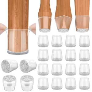 lot 4215 image: BALEINE Silicone Chair Leg Floor Protectors, Stool Leg Protectors Cap, Non-Slip Chair Leg Caps for Hardwood Floors (Clear-16pcs, Round L)