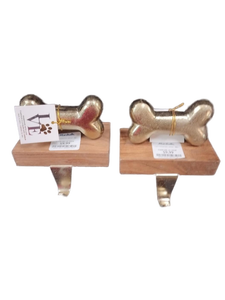 lot 5388 image: Gold Dog Bone Decorative Stocking Holder