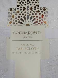 lot 5393 image: Cynthia Rowley White Metallic Oblong Tablecloth