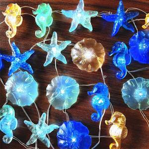 lot 6023 image: Haosonw Ocean Themed String Lights, 10FT 30 LED Starfish Seahorse Beach Decorative Lights, USB & Battery Powered Fairy Lights with Remote Timer for Bedroom Birthday Party Wedding Decor