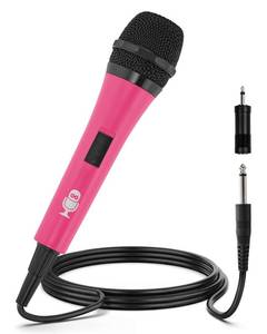 lot 6025 image: Singing Machine Wired Microphone for Karaoke, (Pink) - Unidirectional Dynamic Vocal Microphone - Plug-In Microphone for Karaoke Machine, AMP, & Speaker - Mic for Singing, Public Speaking, & Parties