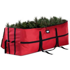 lot 6054 image: ZOBER Wide Christmas Tree Storage Bag - Maximum Accessibility - Fits 7.5 Ft Trees - 600D Oxford Fabric Christmas Tree Bag For Storage Box For Xmas - Strong, Durable Straps & Handles - Card Slot - Red