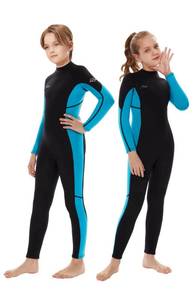 lot 6070 image: Hevto Kids Wetsuit for Boys Girls Youth Children 32mm Neoprene Thermal Full Wet Suit in Cold Water for Swimming Surfing Diving (K01-Blue, 16) size 8 slim