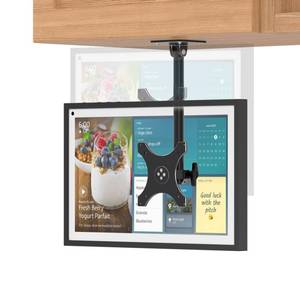 lot 6074 image: Laivli Echo Show 15 Under Cabinet Mount, Easy to Adjust The Height with Thumb Screw, Rotate Tilt Swivel for 15.6 Smart Display, Whole Aluminum Mount for Echo Show 15 (Black)