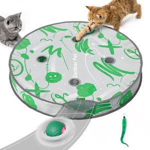 lot 6075 image: Gardner Pet Interactive Cat Toys Ball,Self Moving Ball in 4 Holes Play Mat,Tap Activation Moving Toy Hide and Seek Exercise Kicker Catching Game for Indoor cat,Real Bird Calls,USB Charging,28 Inch