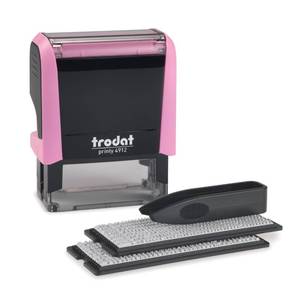 lot 6082 image: Trodat Printy 4912 Self Inking Do it Yourself (DIY) 4 line Personalized Custom Message or Address Stamp kit with Black Ink, Impression Size 34�� x 1-78�� inch (Pink)