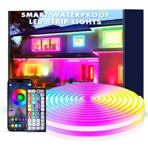 lot 6094 image: aiicrgb LED Neon Light Cord with Remote Control - Flexible, 60FT IP67 Waterproof, Music Sync, App-Controlled for Gaming & Bedroom Decor