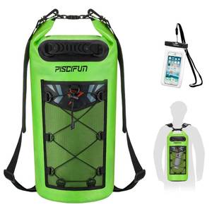 lot 6116 image: Piscifun Dry Bag, Waterproof Floating Backpack 30L with Waterproof Phone Case for Boating, Kayaking, Fishing, Light Green 30L