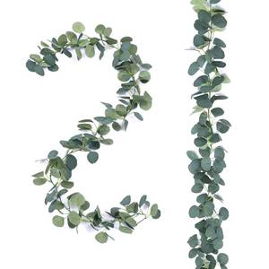 lot 6122 image: FUGZAUD 2 Pack Artificial Eucalyptus Garland Faux Silk Leaf Silver Dollar Eucalyptus Leaves Vines Handmade Garland Greenery Wedding Backdrop Indoor Outdoor Arch Wall Decoration
