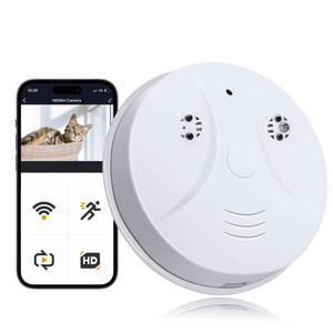 lot 6135 image: WFULM 1080P HD Nanny Cam WiFi Surveillance Camera for Indoor Smoke Detector Camera with Motion Detection, Night Vision for Home Security